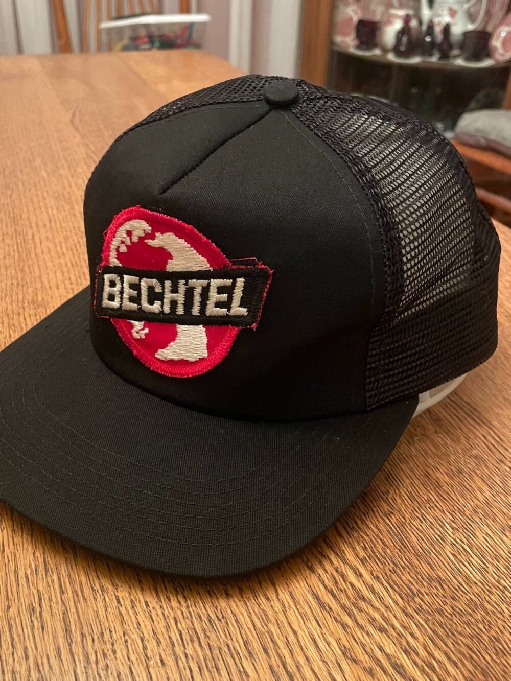 Vintage Bechtel Black with Patch Snapback Trucker Hat Cap Graffiti made in USA